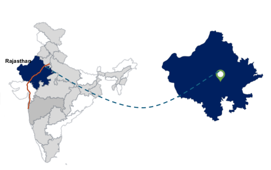 Map of Rajasthan highlighting Jodhpur Pali