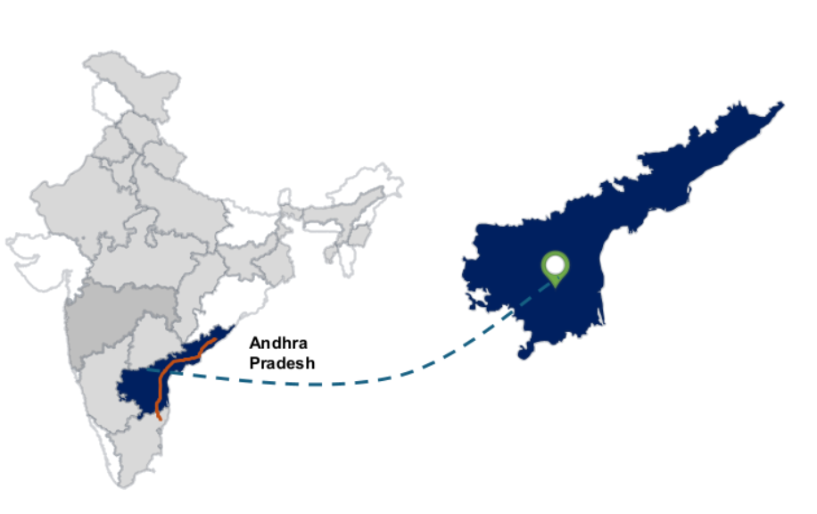 Map of Andhra Pradesh highlighting Kopparthy