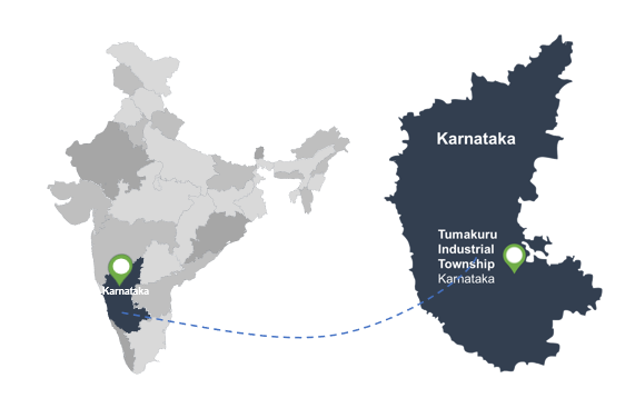 Karnataka map showing Tumakuru Industrial Township