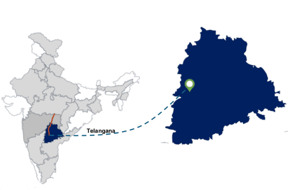 Map of Telangana highlighting Zaheerabad